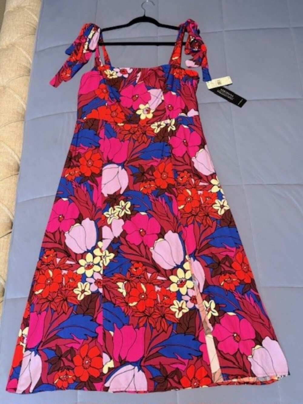 Adrianna by Adrianna Papell Women's Purple Floral Tie-Shoulder Dress Size 16 NWT - Picture 11 of 16